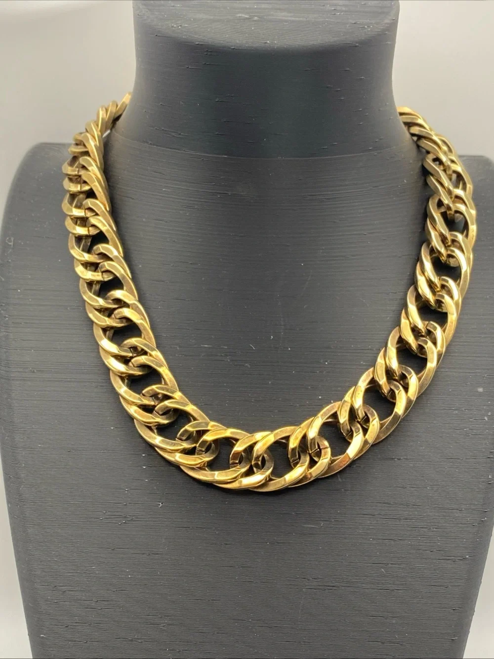 Vintage Sperry Gold Tone Chunky Curb Chain Statement Choker Necklace 15